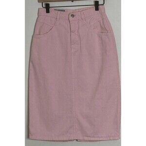Vintage Rafferty jean skirt Light Pink Denim Midi Length Back Pockets Size 9
